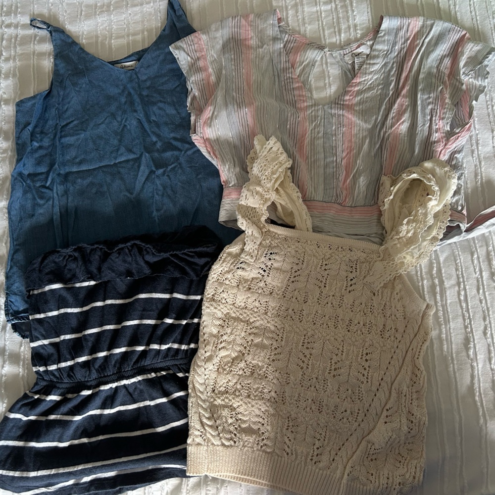 SMALL- Hollister Tube Tank, Reitman Jean Tank, Dex Crochet Tank, Japra Cropped T